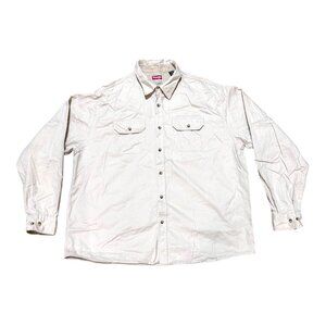 Wrangler Mens 2X Beige Long Sleeve Cotton Shirt Premium Quality Heavyweight